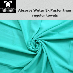 Traditional Thread'S 100% Cotton Large Size Bath Towel | Ultra Soft, Absorbent, Light Weight & Quick Dry Towel (Set Of 2) | Brown, Aqua Green