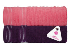 Casa Copenhagen Super Soft Elegance Collection 2 Pieces 100% Cotton Large Bath Towel 850 Gsm - Purple & Pink