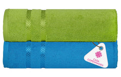 Casa Copenhagen Designed In Denmark Ember Super Soft 2 Pieces 100% Cotton Large Bath Towel - Lime Green & Hawai Ocean