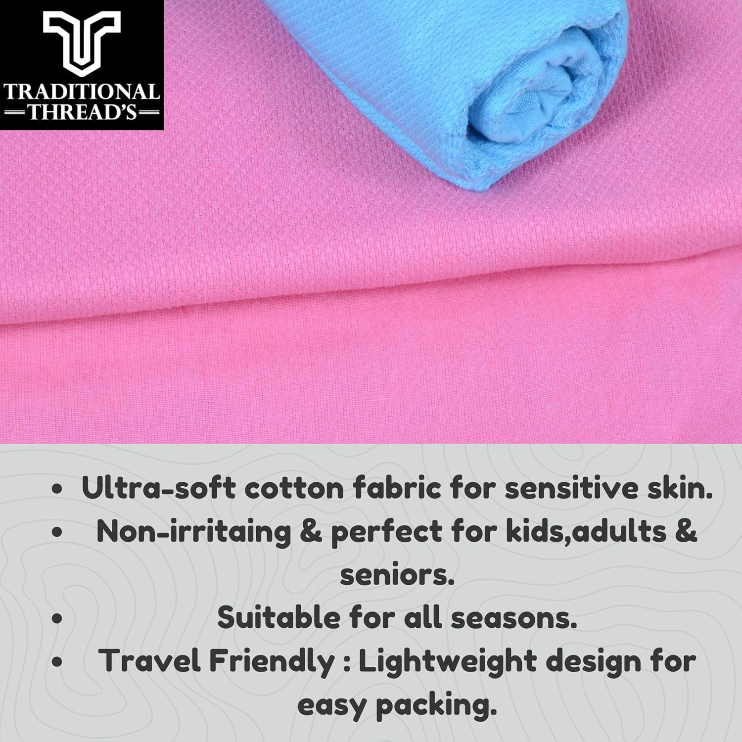 Traditional Thread'S 100% Cotton Large Size Bath Towel 400 Gsm, Set Of 2 | Ultra Soft,Absorbent,Light Weight & Quick Dry Towel