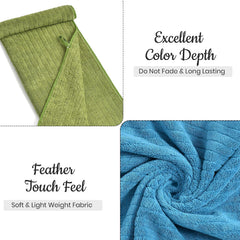 Urbanleaf Microfiber Large Bath Towel 644 Gsm | Quick Dry Super Absorbent Bath Towel For Men & Women (Blue & Green Stripe)