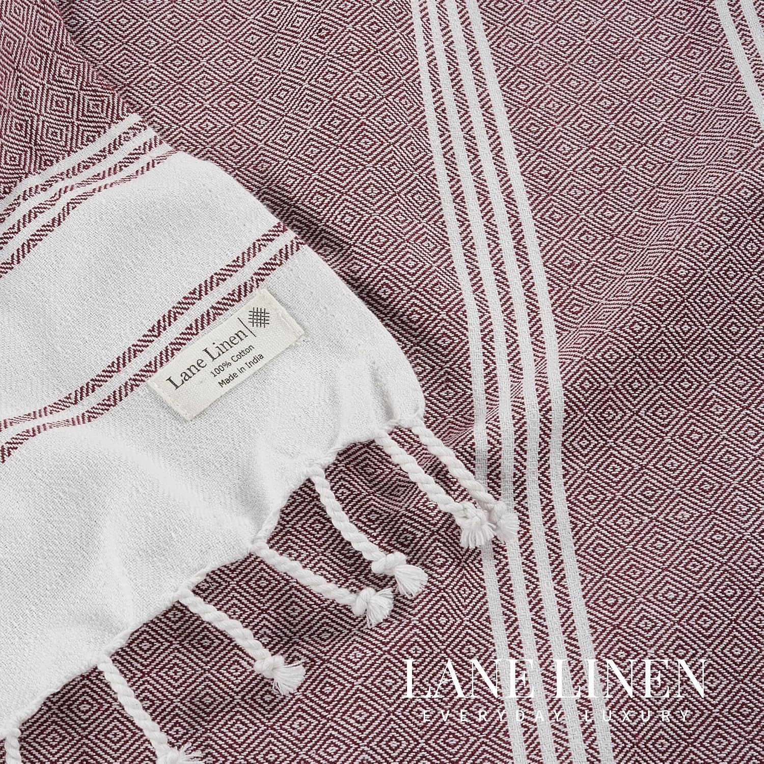 Lane Linen 100% Cotton Beach Towel With Bag Towels | Oversized Pool Absorbent Extra Large Quick Dry Sand Travel Towel - Fired Brick (2 Piece)