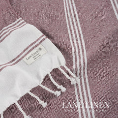 Lane Linen 100% Cotton Beach Towel With Bag Towels | Oversized Pool Absorbent Extra Large Quick Dry Sand Travel Towel - Fired Brick (2 Piece)