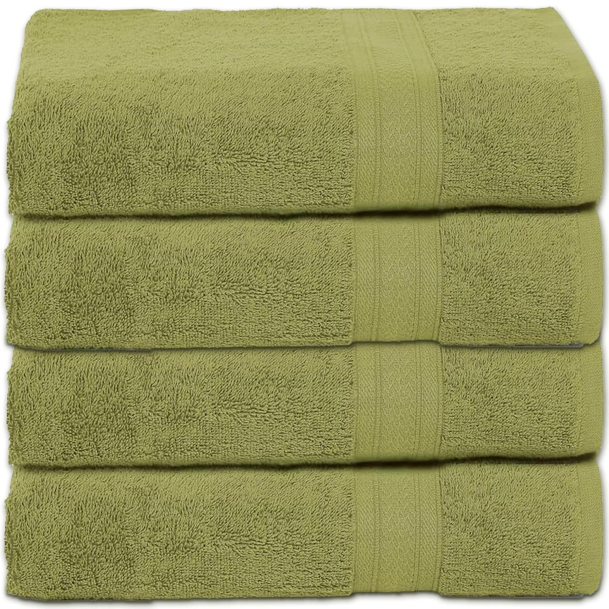 Ambra Linens 500 Gsm Highly Absorbent Towel 100% Cotton, Soft And Plush, All Seasons Use, Large, Everyday Use, Durable (4 Pcs Summer Green)