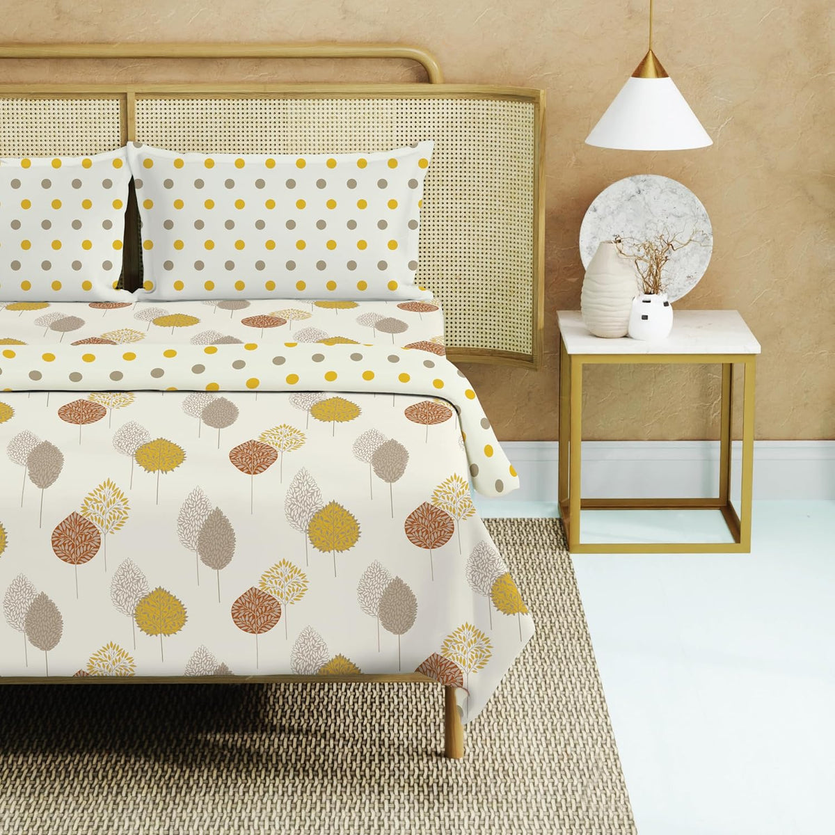 Bedding Set Blanket With 1 Cotton Double Bedsheet - 2 Pillow Covers | 88 X 100 Inches, Cream - Breathable, Lightweight, Reversible, Skin Friendly, Wrinkle Resistant