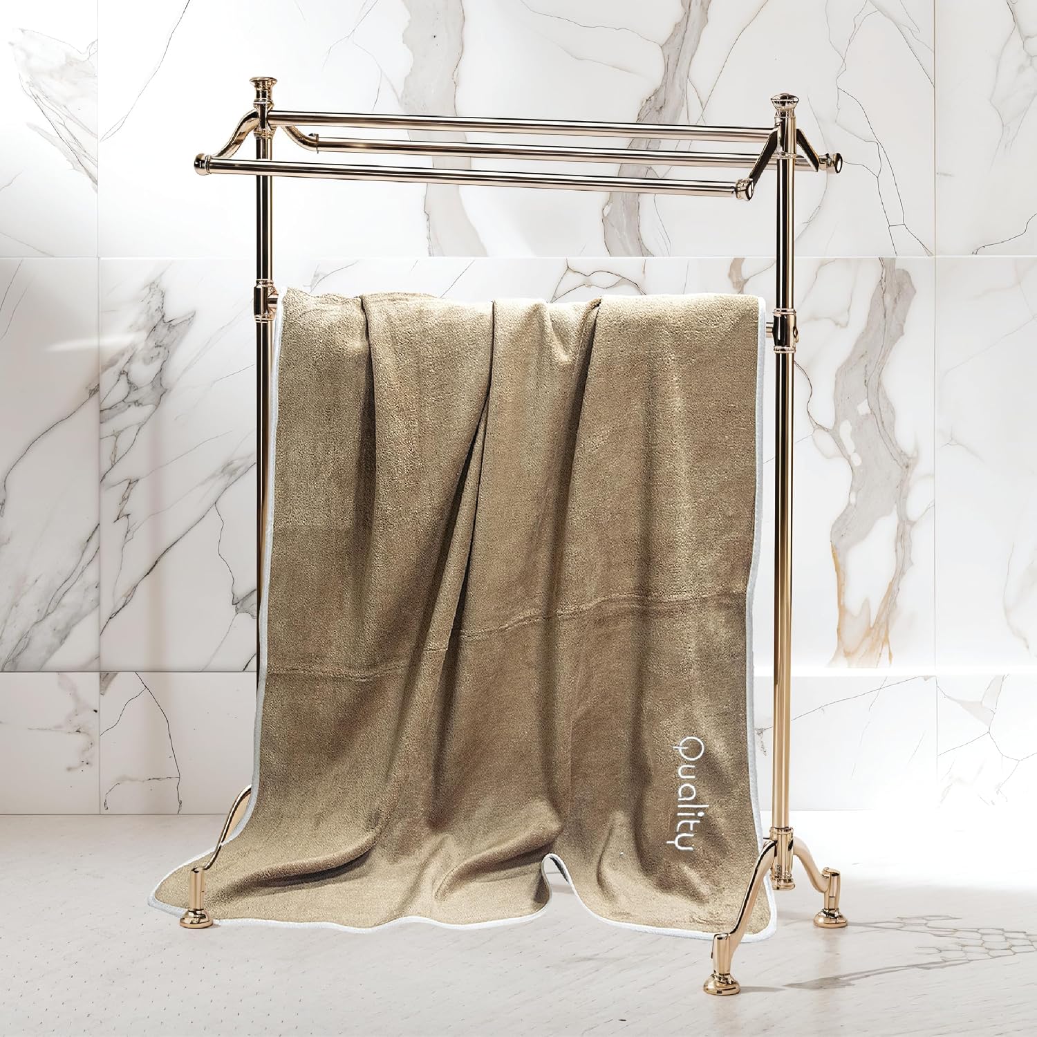 Housse Premium Soft Microfiber Embroidery Bath Towel 350 Gsm | Soft Absorbent Quick-Drying Sweat Towel (Quality - Brown)