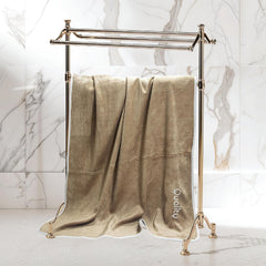 Housse Premium Soft Microfiber Embroidery Bath Towel 350 Gsm | Soft Absorbent Quick-Drying Sweat Towel (Quality - Brown)