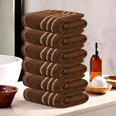 Kuber Industries Cotton Face Towel 1200 Gsm | Workout Gym Napkins Hand Towel For Men & Woman Quick-Drying Napkins -Dark Brown (Pack Of 6)