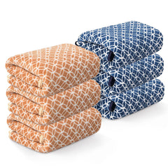 Kuber Industries Microfiber Soft Face Towel 1200 Gsm | Absorbent Hanging Hand Towels For Wash Basin Bathroom | Circle - Golden & Blue (6 Pcs)