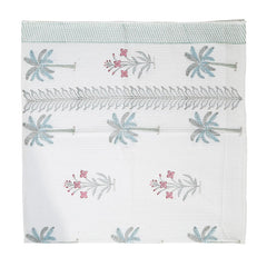 Urbano Homz 100% Cotton Large Size Bath Towel 350 Gsm | For Men & Women, Ethnic Bathing Towel (Teal & Grey With Red Flowers)