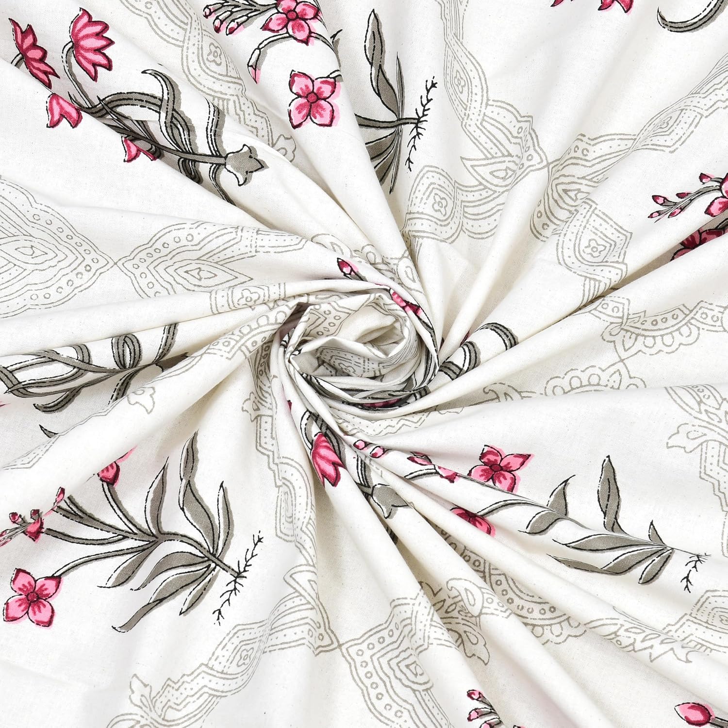 Cotton Single Bedsheet For Single Bed With 1 Pillow Cover - 60 X 90 Inches, White & Pink | 240 Thread Count - Breathable & Lightweight | Perfect For All-Season Use