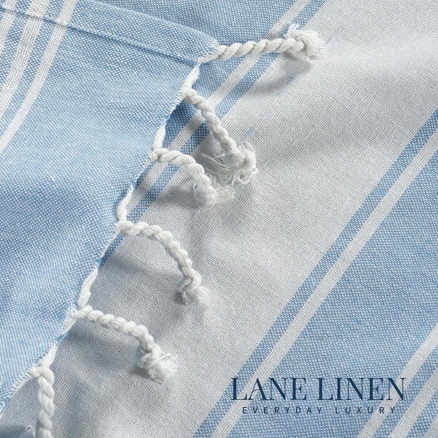 Lane Linen Beach Towels 699 Gsm | For Women Large Oversized, Pre-Washed, No-Shrink Sand Free Beach Towels - Sky Blue (2 Pack)