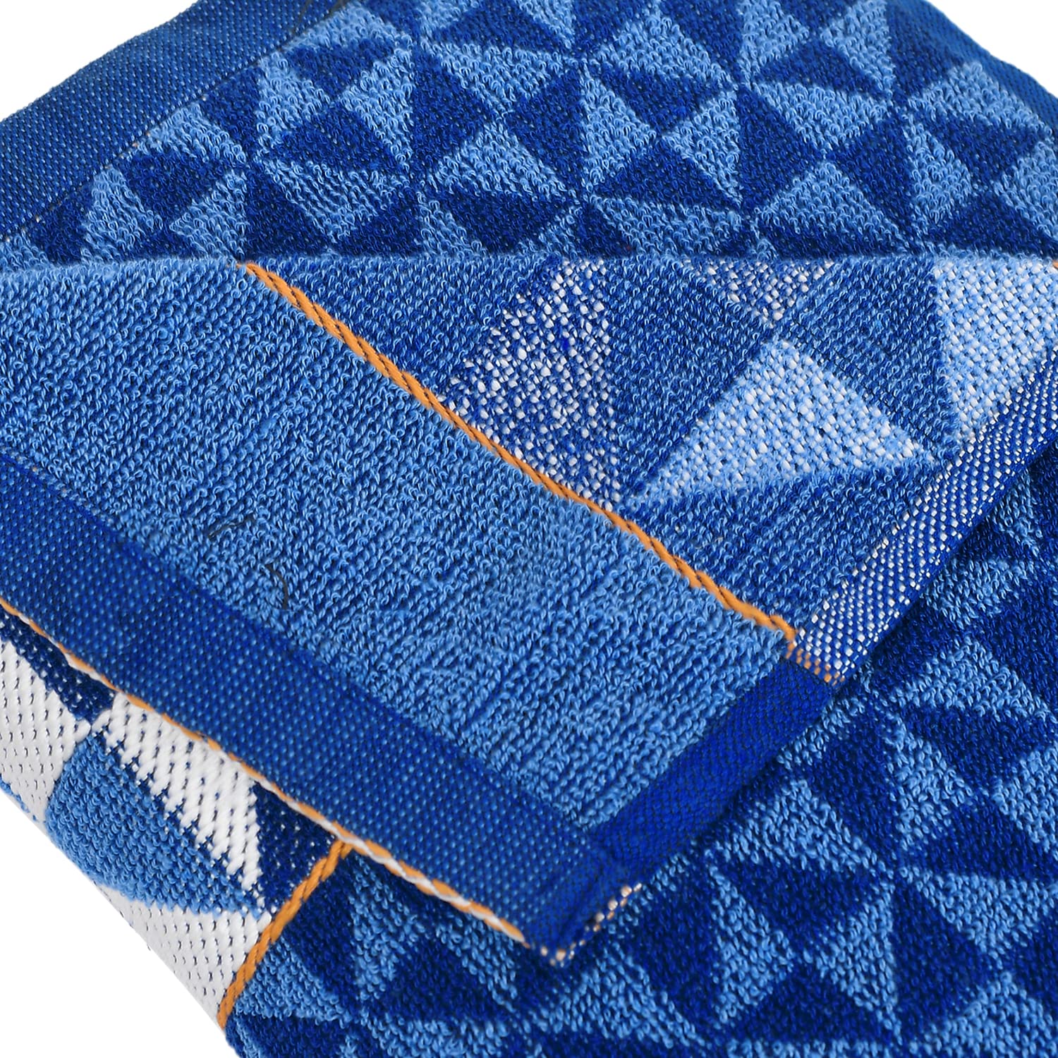Kuber Industries Multiuses Tringle Printed Soft Cotton Bath Towel 450 Gsm (Blue)