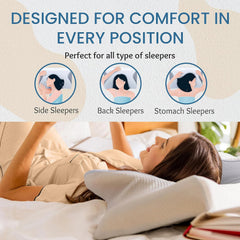 Luxury Cervical Pillow For Neck & Shoulder Pain Relief, Grey Color, Soft Pillow | Orthopedic Memory Foam Pillows | Cool & Breathable Fabric, 2 Heights & Butterfly Design, Washable, Pillow