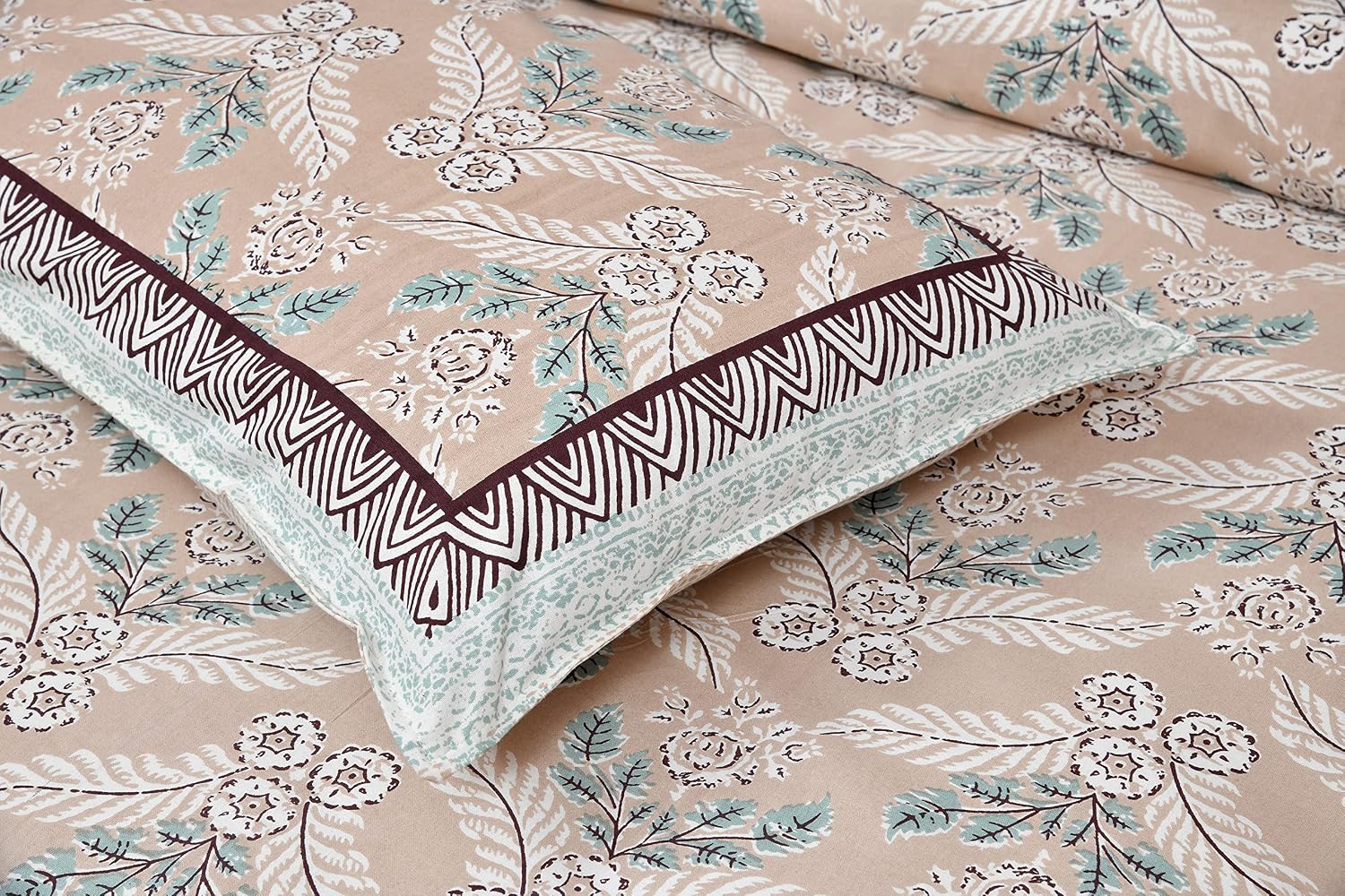 Jaipuri Bedsheet King Size With 2 Pillow Covers - 90 X 108 Inches, Parchment | Luxurious Comfort & Breathability | Super Soft Breathable & Wrinkle Free