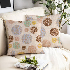 Microfiber Square Pillow Cushion For Sofa & Bed, Multi Circle - 24 X 24 Inch | Fluffy For Comfort & Back Support | Breathable, Premium Cotton Cushion Cover With Zip, Neck Support - Set Of 2