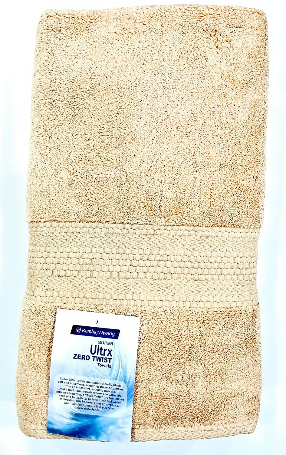 Bombay Dyeing Ultrx 100% Cotton Large Size Premium Bath Towel 650 Gsm - Flax