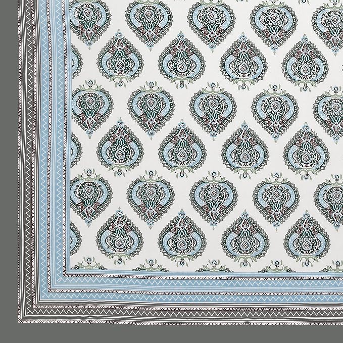 Hand Block Printed Cotton King Size Bedsheet With 2 Pillow Covers, 90 X 108 Inches, White | Good For Villas, Guest Houses, & Daily Home Use