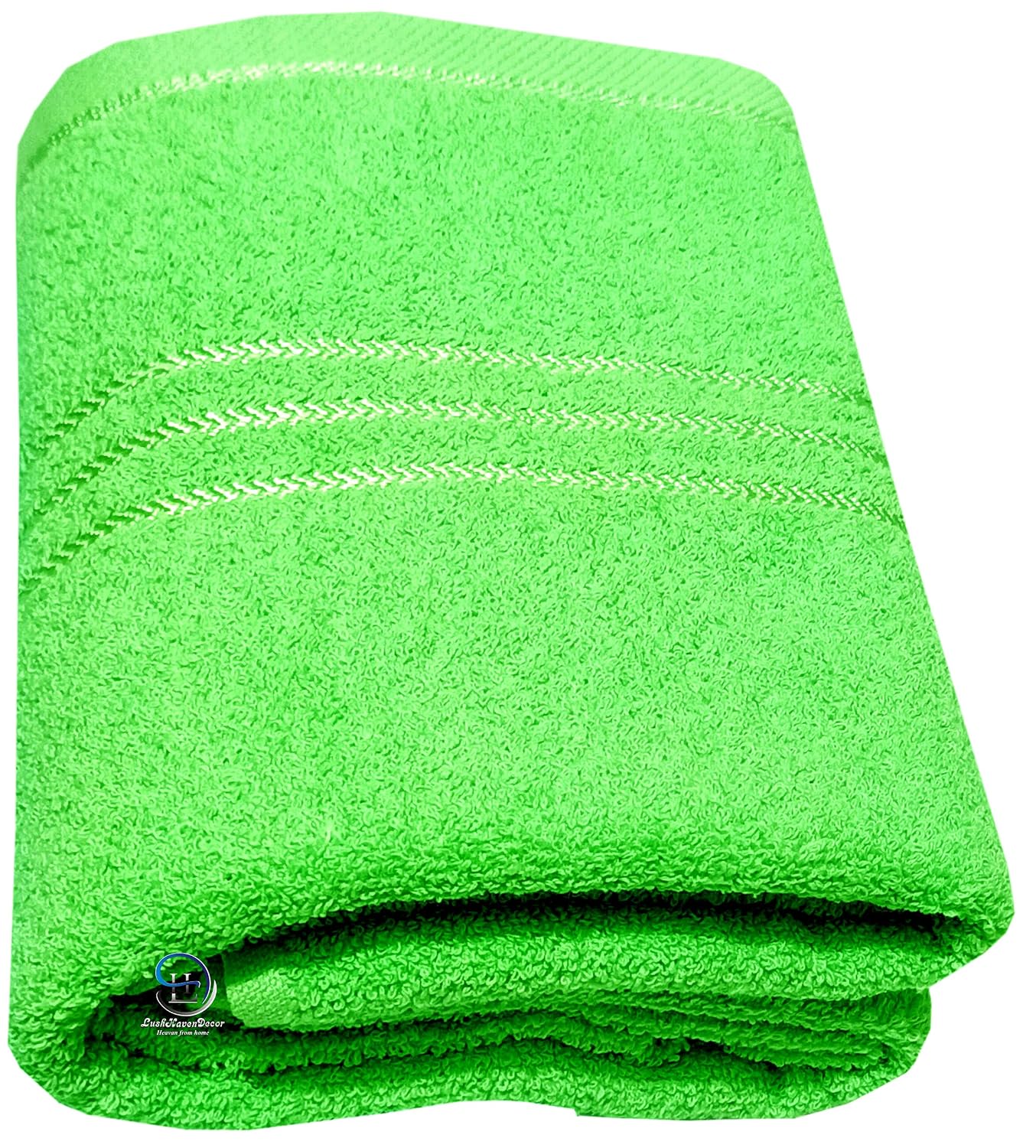 Lush Haven Decor Extra Large Big Men Bath Towel 1000 Gsm | 100% Pure Cotton Full Size Xxxl Ultra Soft, Absorbent & Quick Dry Towel (Green) - Pack Of 2