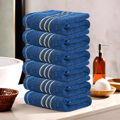 Kuber Industries Cotton Face Towel 1200 Gsm | Workout Gym Napkins Hand Towel For Men & Woman Quick-Drying Napkins -Dark Blue (Pack Of 6)