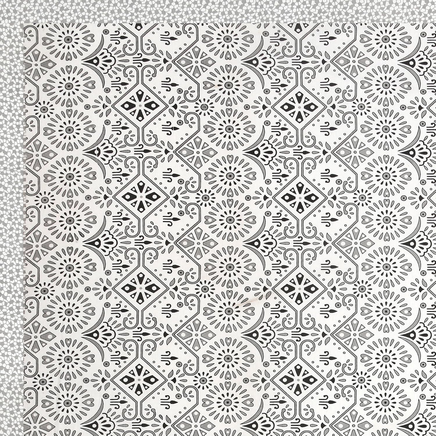 Bedsheet For Queen Bed With 2 Pillow Covers - 90 X 108 Inches, Grey & White | Pure Cotton Traditional Jaipuri Printed | Ideal For Both Everyday Use & Special Events