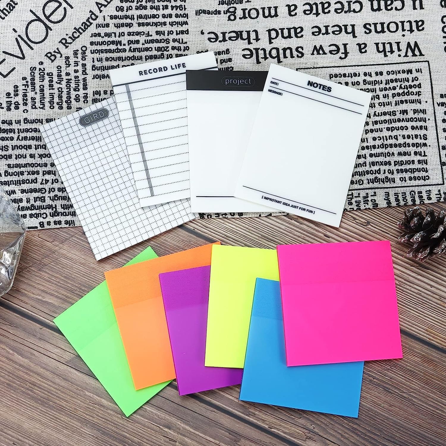 50 Sheets Transparent Sticky Notes | Self Sticky Notes Waterproof Pet Markers | (1 Pad, White)