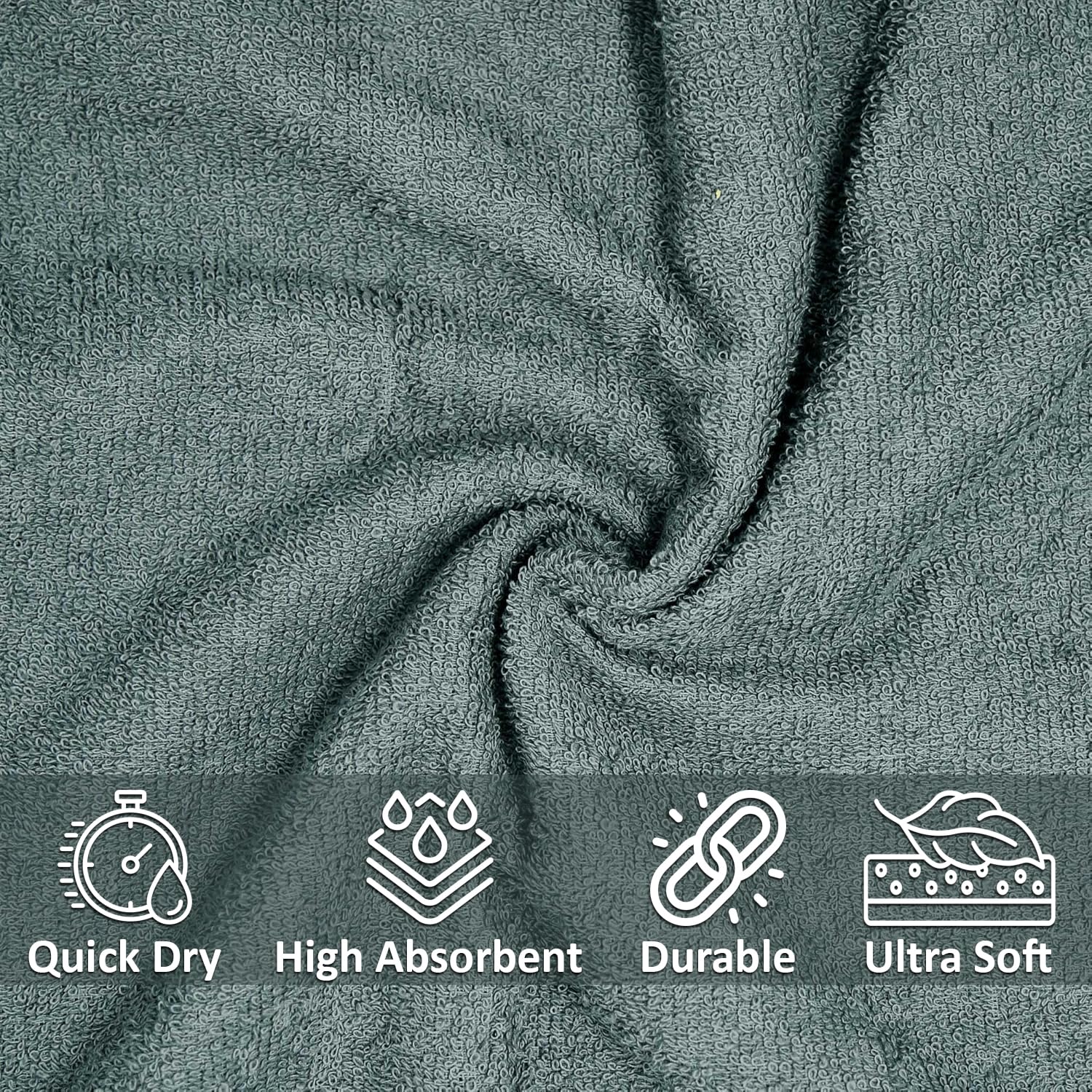 Swaursaha Premium Cotton Hand Towel 400 Gsm | Ultra Soft, Quick Dry, Super Absorbent Towel (Grey) - 2 Pcs