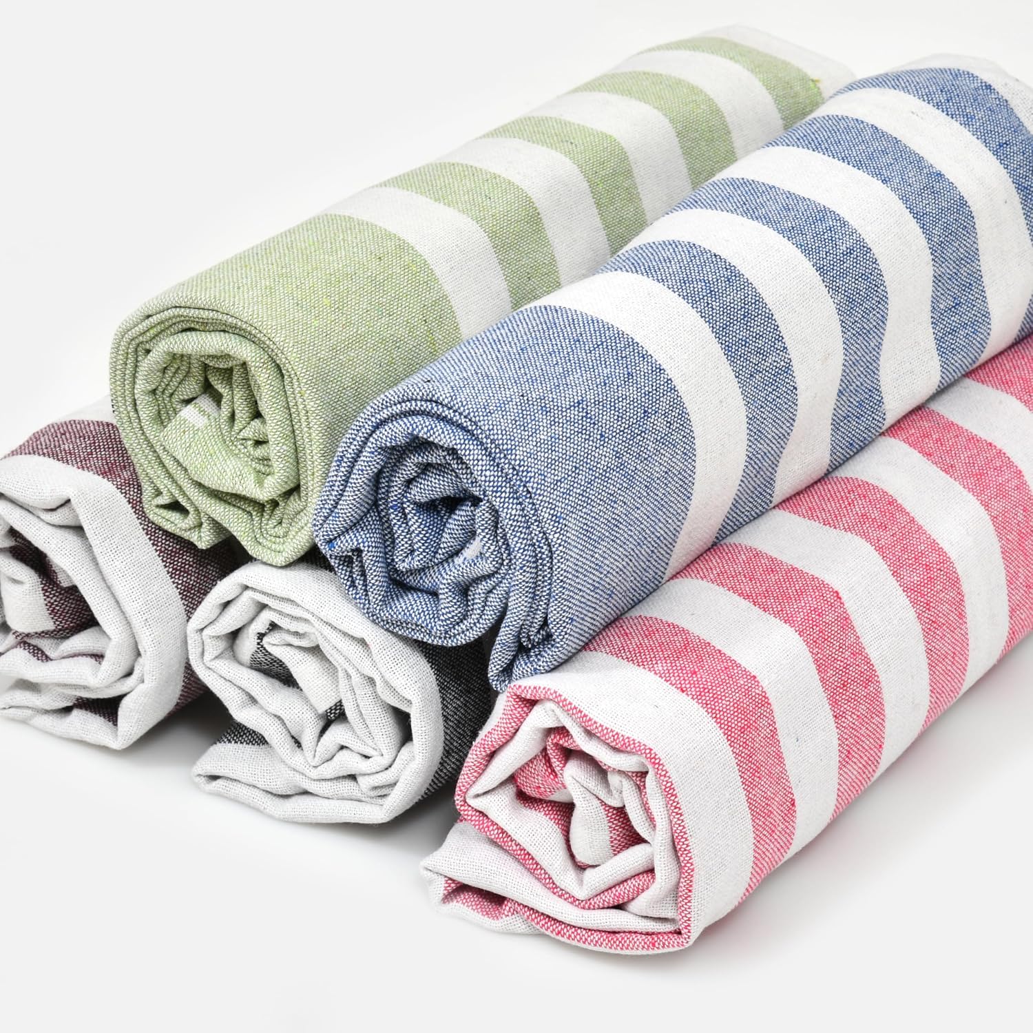 VäRde Premium Handloom Bath Towels 180 Gsm | Towel For Men & Women | Striped & Solid Pattern (Grey, Blue, Beige, Red & Yellow Set Of 5)