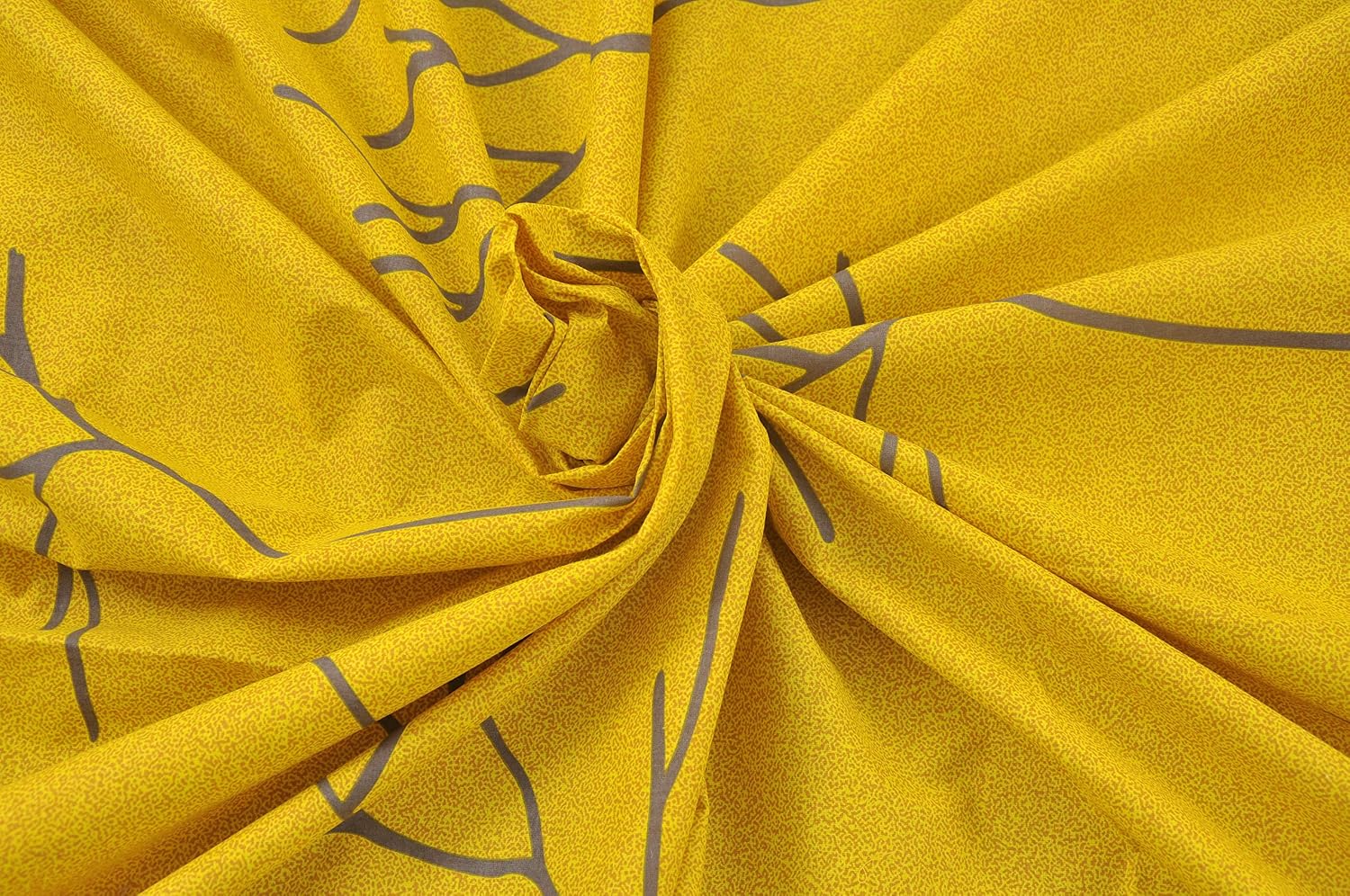 1 King Size Bedsheet With 2 Pillow Covers - 108 X 110 Inches, Yellow & Grey | Skin Friendly Fabric With Vibrant Colors | Beautiful Bedsheets