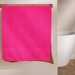 Boutiquo 100% Cotton Bath Towel 500 Gsm | Compact Quick Dry Lightweight Soft & Highly Absorbent Large Size Bath Towel - Hot Pink