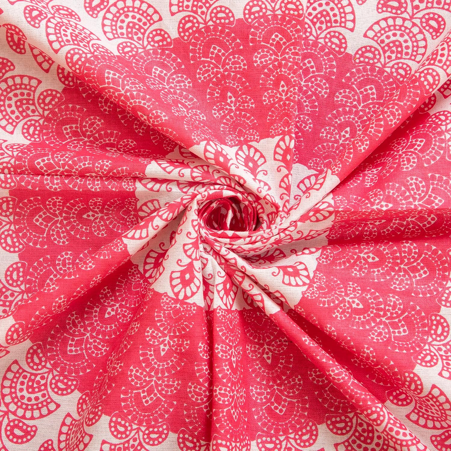 Traditional Jaipuri Single Bedsheet With 1 Pillow Cover - 56 X 86 Inches, Pink & White | Good Gifting Idea For Diwali | Skin Friendly Fabric With Vibrant Colors