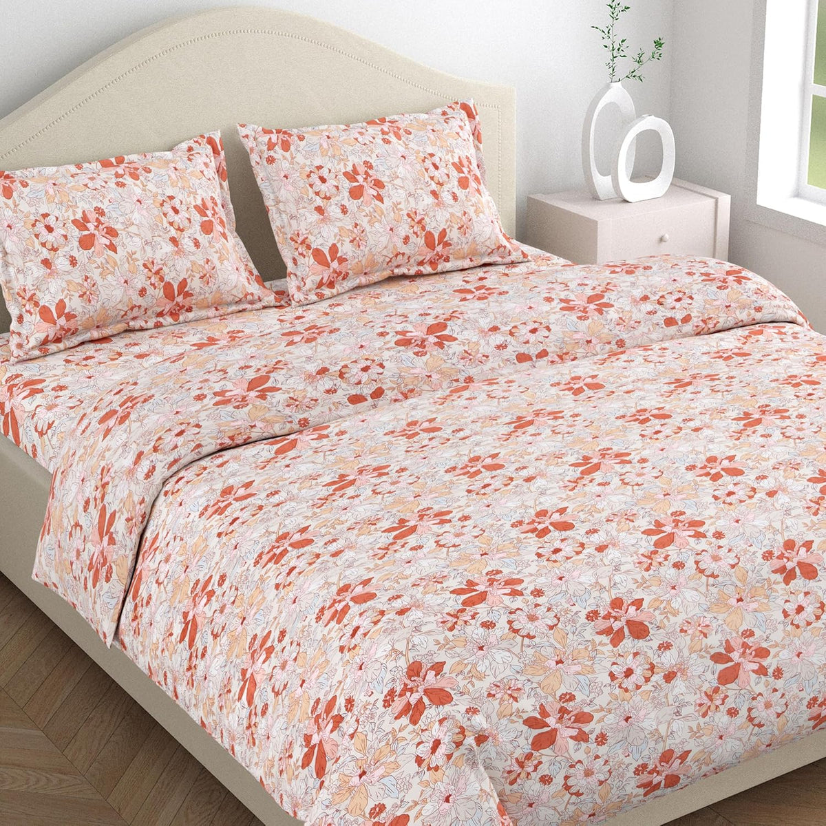 Flat Bedsheet Queen Size Bed With 2 Pillow Covers - 100 X 90 Inches, Multicolor | Soft, Breathable & Durable | Skin-Friendly & Durable