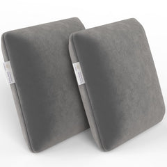 Memory Foam Square Cushion Pillow, For Car, Sofa & Diwan, Bed, Chair, Grey - 14 X 14 X 4 Inch | Highly Durable, Hypoallergenic, Adjustable, Velvet Cover, Multipurpose Use - Pack Of 2