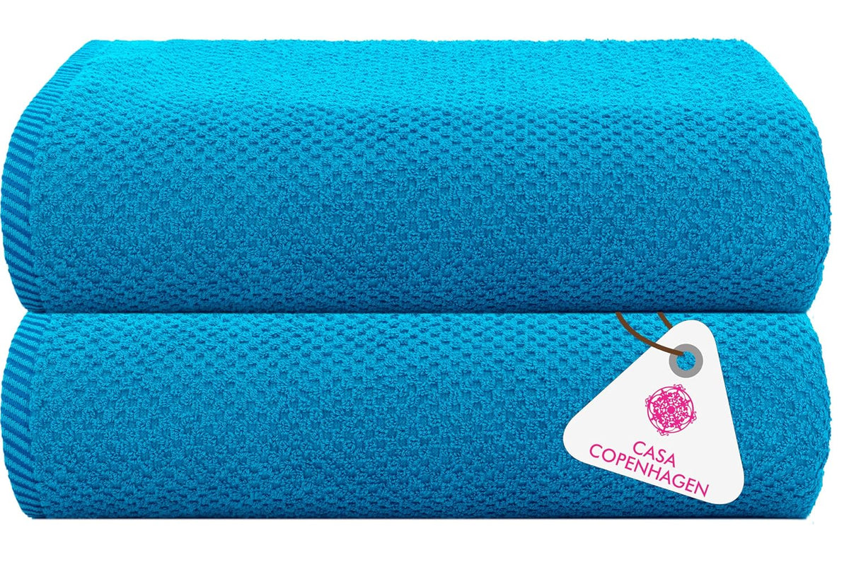 Casa Copenhagen Egyptian Cotton Zero Twist Hand Towel 400 Gsm (Teal Blue) -2 Pcs