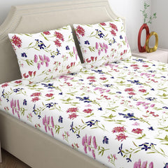 100% Cotton Double Bedsheet With 2 Pillow Covers - Size - 88 X 94 Inches, Multicolor | Breathable Fabric & Skin Friendly | Comfortable Night Sleep