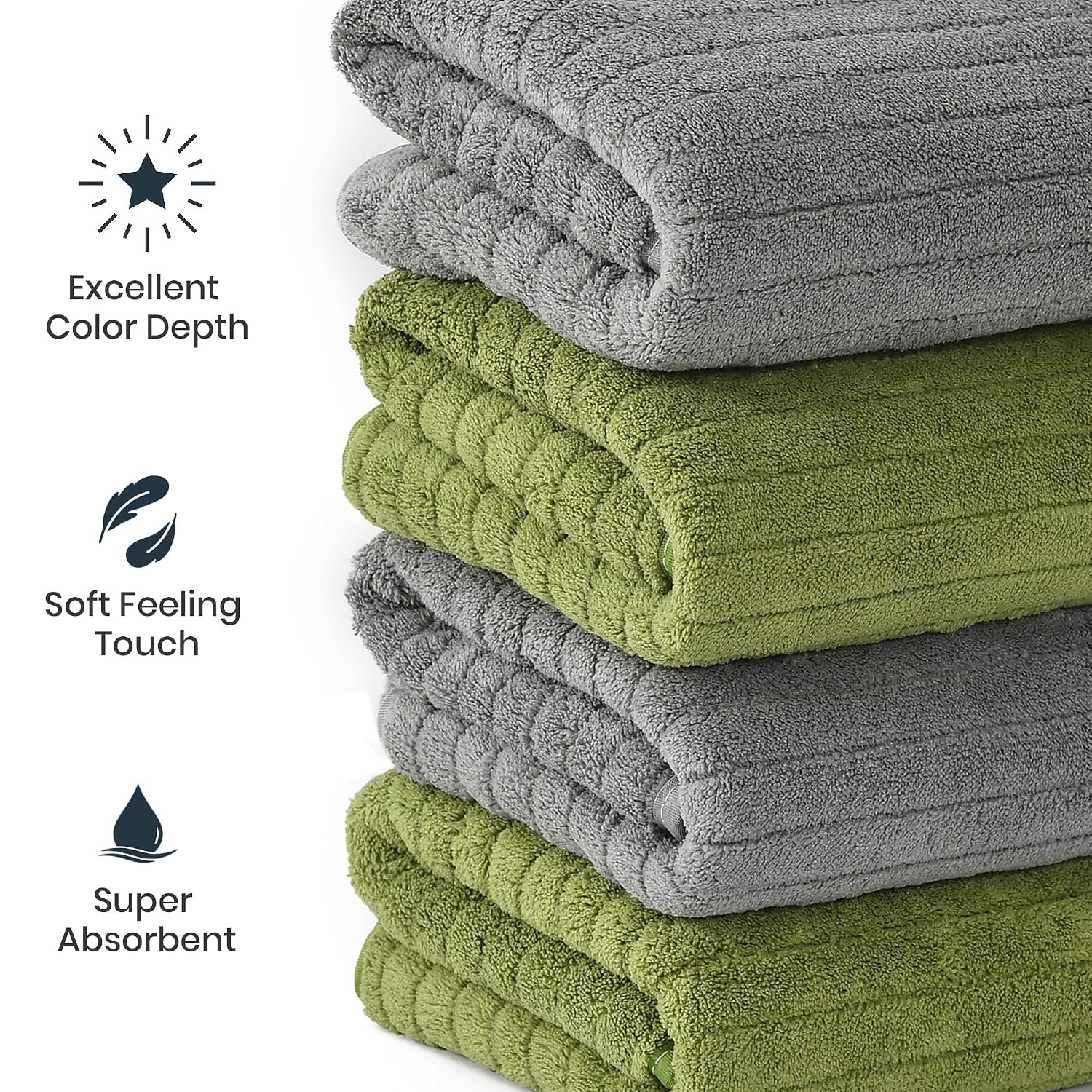 Urbanleaf Stripe Microfiber Hand Towels 340 Gsm | Gym & Workout Towels, Pack Of 4 (Multicolor 3)