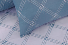 Premium Cotton Bedsheet For Double Bed King Size With 2 Pillow Covers - (108 X 108 Inches) White & Blue | Ideal For All Season Comfortable Bedsheet