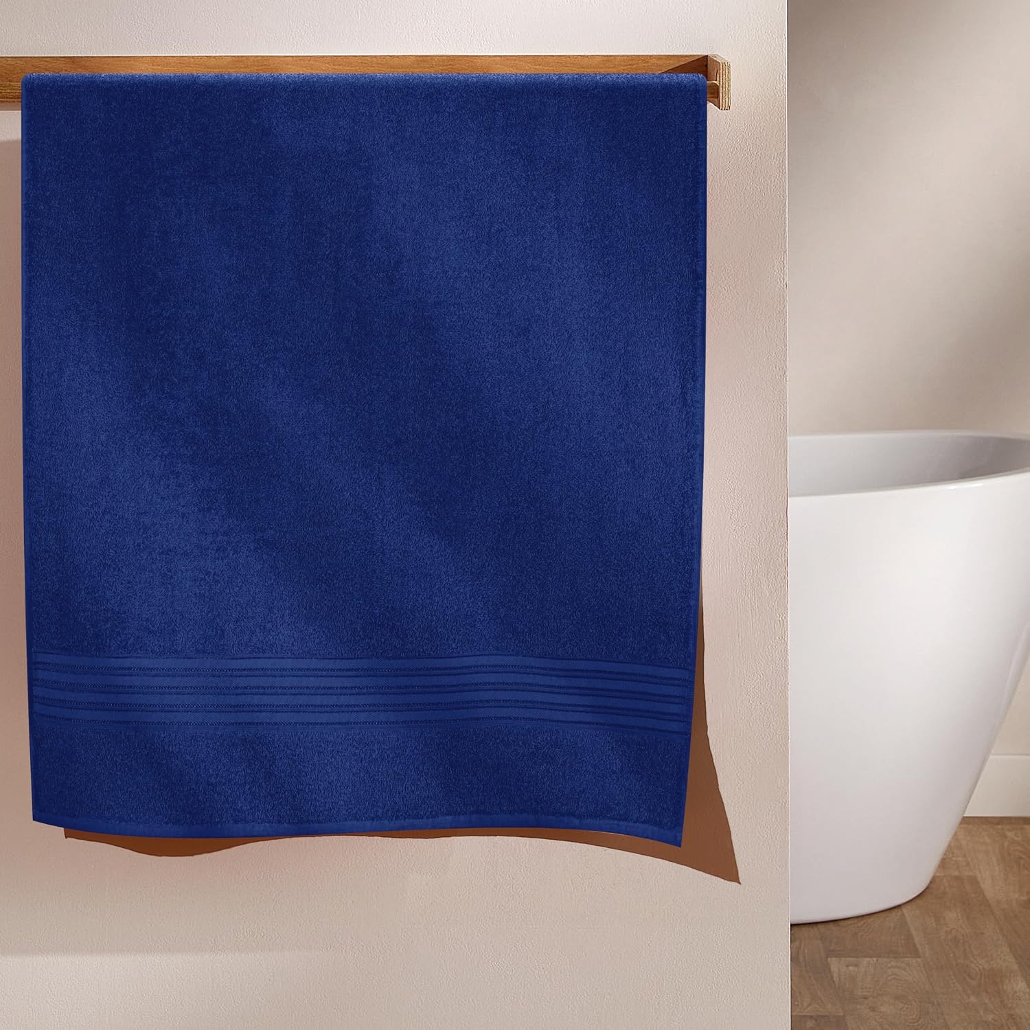 Boutiquo 100% Cotton Bath Towel 500 Gsm | Compact Quick Dry Lightweight Soft & Highly Absorbent Large Size Bath Towel - Navy Blue