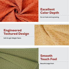 Eco Sense Basket Weave 100% Cotton Luxuriosly Bath Towels 1050 Gsm | Soft, Super Absorbent, Large Size Quick Dry Bath Towel - Sandal, Cinnamon, Leafy (Pack Of 3)