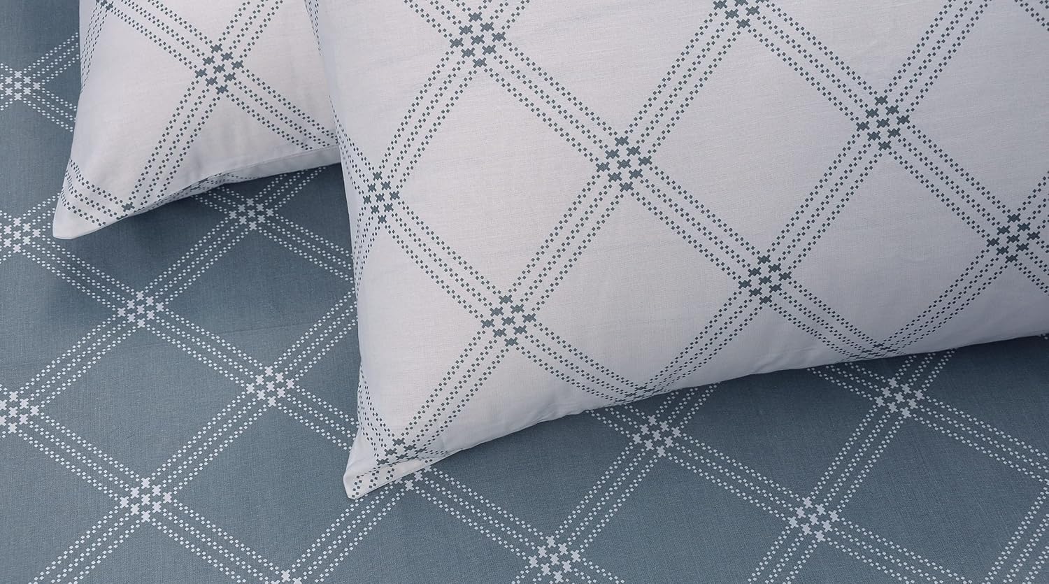 Single Bedsheet Cotton With 1 Pillow Cover - 55 X 88 Inches, Grey & White | Lightweight, Soft & Breathable - Perfect For Gifting On Weddings Bedsheet