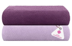 Casa Copenhagen Designed In Denmark Popcorn Super Soft 2 Pieces 100% Cotton Large Bath Towel 525 Gsm - Dark Purple & Purple Rose