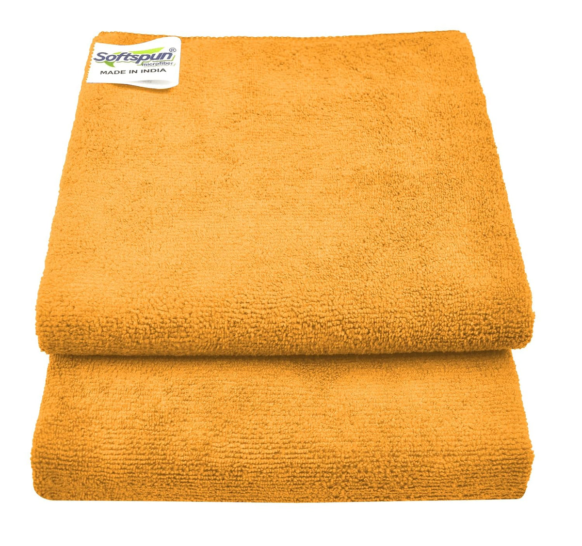 Softspun Microfiber Cleaning Cloths Towel Set 340 Gsm | Highly Absorbent Lint And Streak Free Multi-Purpose Wash Cloth For Kitchen, Car, Stainless (2 Pcs)- Orange