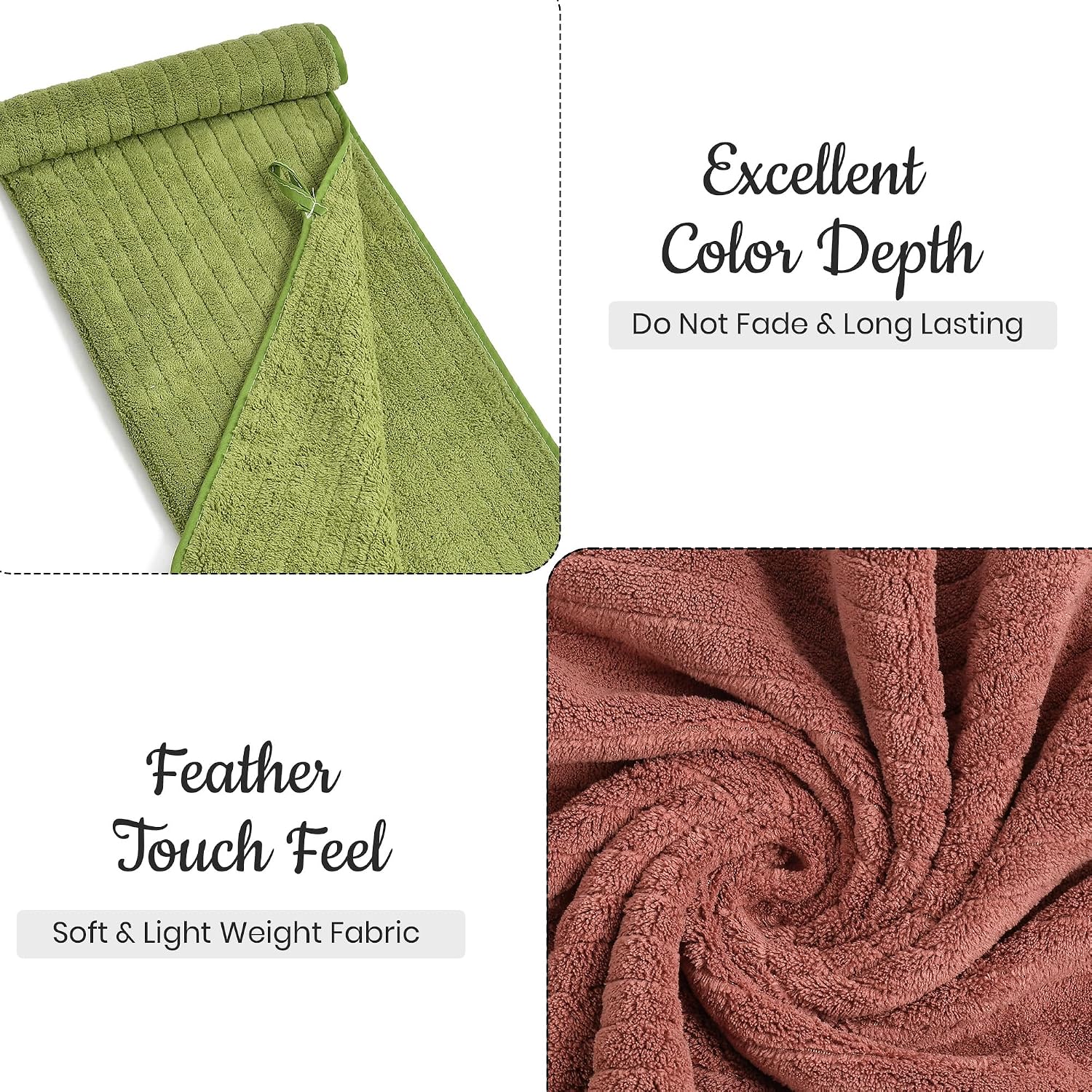 Urbanleaf Microfiber Large Bath Towel 644 Gsm | Quick Dry Super Absorbent Bath Towel For Men & Women (Coral & Green Stripe)