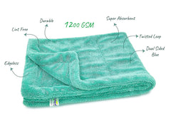 Softspun Microfiber Cloth Towel 400 Gsm | Extra Thick Microfiber Cleaning Cloths Perfect For Bike, Auto, Cars Both Interior & Exterior (Aqua Blue)- Pack Of 1