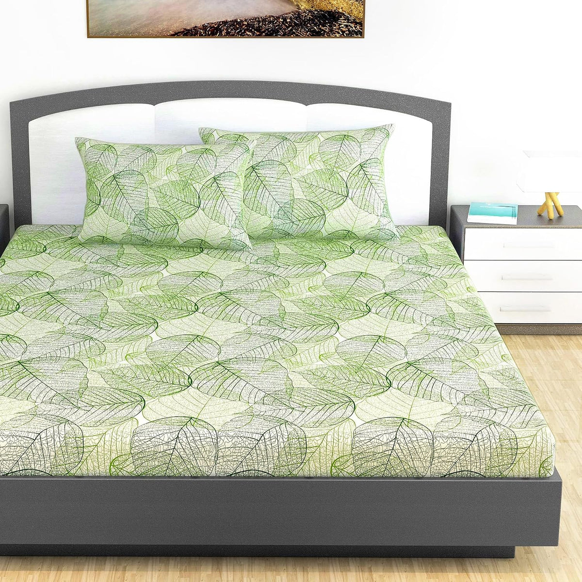 King Size Double Bedsheet With 2 Pillow Covers - 108 X 108 Inches, Sage Green | Soft & Durable For Everyday Use - All Season Comfort