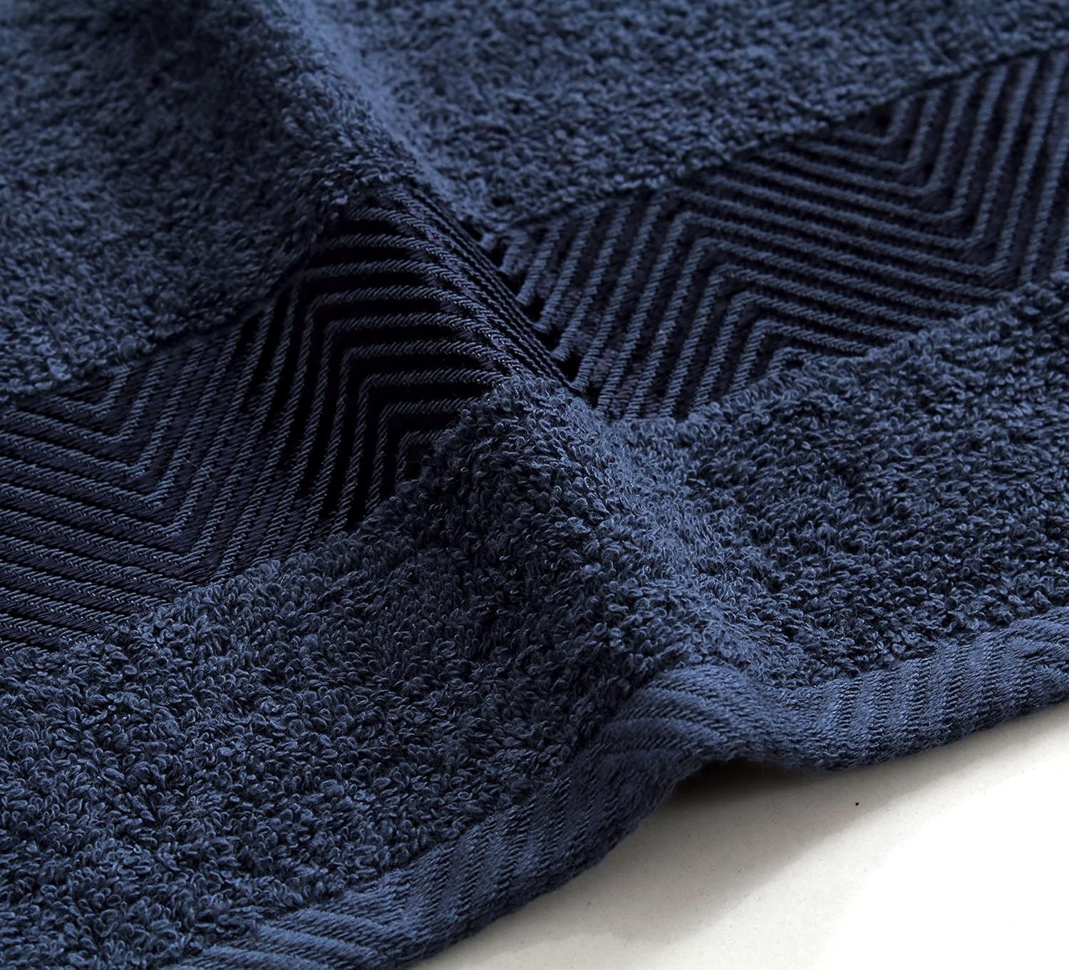 Fash Home International 100% Cotton Ultra Soft & Super Absorbent Antibacterial Hand Towel 500 Gsm (Navy Blue & Silver) - Pack Of 4