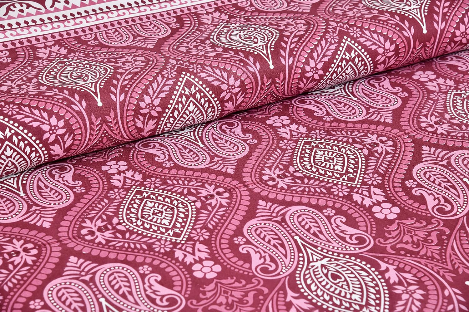 Jaipuri Cotton Bedsheet For King Size With 2 Pillow Covers | 90 X 108 Inches, Wine | Ultra-Soft & Skin-Safe | Breathable Summer Comfort