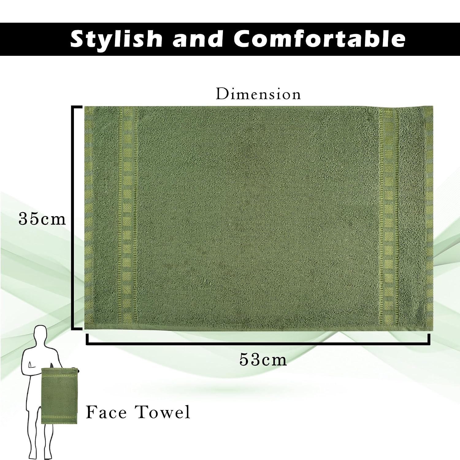 Kuber Industries Cotton Hand & Face Towels 200 Gsm | Easily Washable Workout Gym Napkins For Men | Pocket Towel - Green (Pack Of 2)