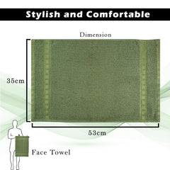 Heart Home Cotton Hand & Face Towels 1200 Gsm | For Men & Women Easily Washable Workout Gym Towel - Grey & Green (Pack Of 6)