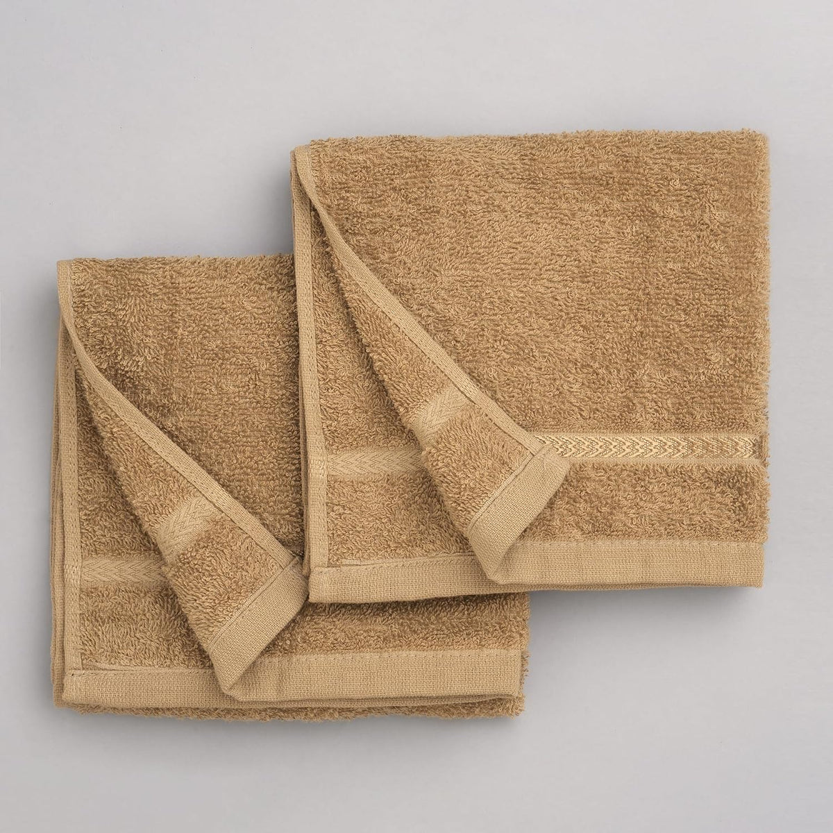 Welspun 100% Cotton Easy Care Hand Towel 400 Gsm | Quick Dry Ultra Soft Hand Towel (Light Brown) - Pack Of 2
